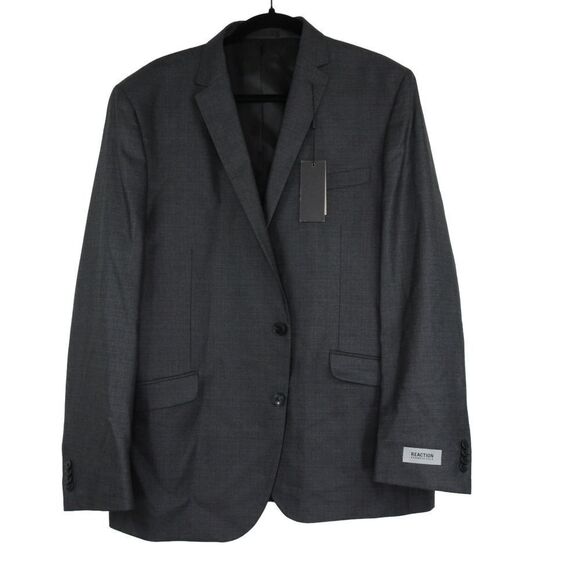 Kenneth Cole REACTION Men's Stretch Slim Fit Suit in Gunmetal Gray Sz 44R W37 - Picture 1 of 6